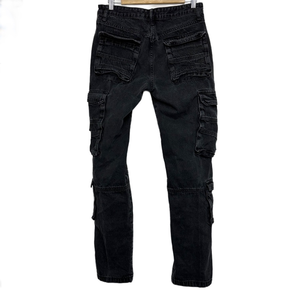Y2K Men’s Denim Cargo style Black‎ Pants - Picture 3 of 16